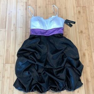 IZ Byer juniors 7 Prom homecoming dress ruffles and bow white black purple 3B1